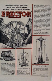 Erector Constar. Set Two Boys Ferris Wheel Ad 1955