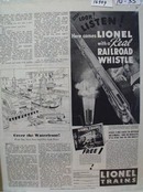 Lionel Trains Railroad Whistle Ad 1935