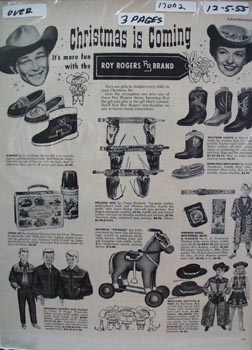 Roy Rogers Christmas Gifts Ad 1955