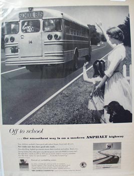 Asphalt Highway & School Bus Ad 1957