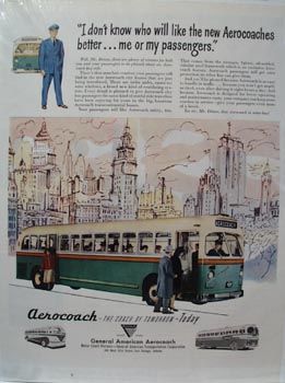 Aerocoach Bus Me or Passengers Ad 1948