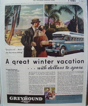 Greyhound Great Winter Vacation Ad 1933