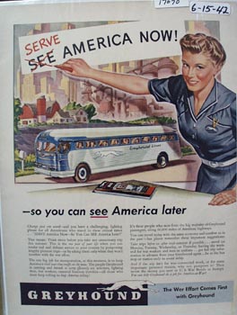 Greyhound Serve American Now Ad 1942