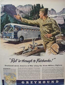 Greyhound Roll to Fairbanks Ad 1943