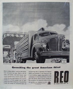 Reo Trucks Quenching American Thirst Ad 1945