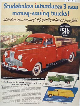 Studebaker Truck Matchless Gas Economy Ad 1941