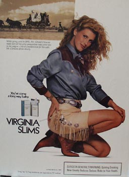 Virginia Slims Lady in Western Gear Ad 1989