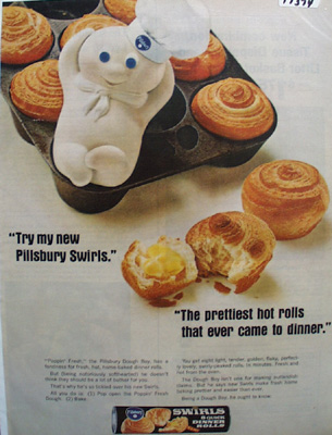 Pillsbury Dough Boy Hot Rolls Ad 1966