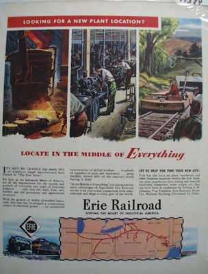 Erie RR Middle of Everything Ad 1947