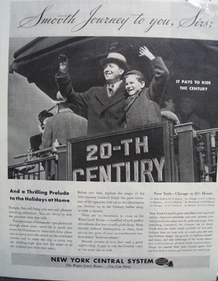 New York Central RR Smooth Journey Ad 1936