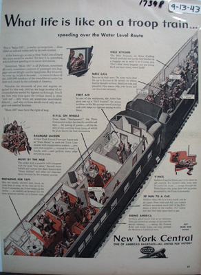 NYC RR Life on Troop Train Ad 1943