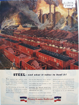 Pennsylvania RR Hauling Steel Ad 1944