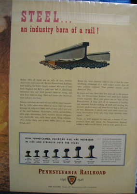 Pennsylvania RR Steel Born of Rail Ad 1946