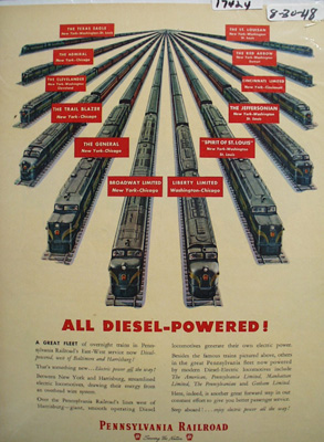 Pennsylvania RR Diesel Powered Ad 1948