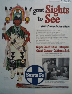 Santa Fe RR Sights to See Ad 1952