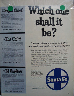Santa Fe RR Which One Ad 1954