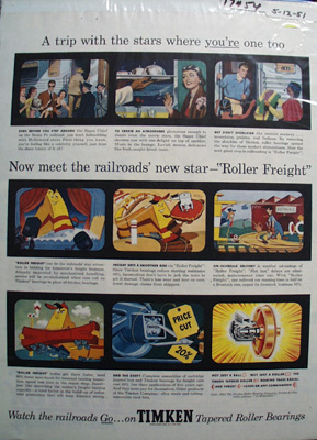 Timken Roller Bearing Roller Freight Ad 1951