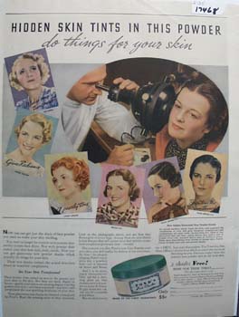 Pond's Face Powder Hidden Skin Ad 1935