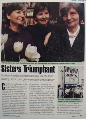 Dionne Sisters Triumphant. Article 1998