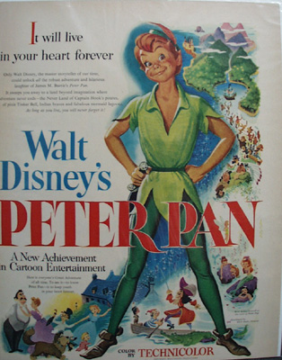Disney Peter Pan Movie Ad 1953