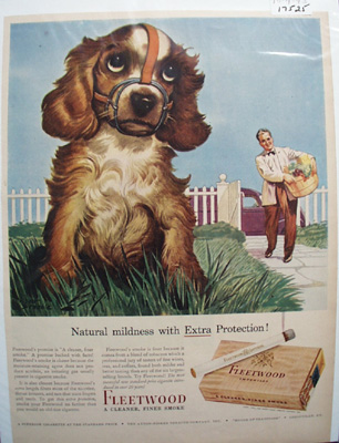 Fleetwood Cigarettes & Cocker Spaniel Ad 1943