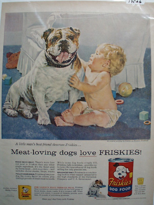 Friskies Dog Food, Baby & Bull Dog Ad