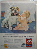 Friskies Dog Food, Baby & Bull Dog Ad