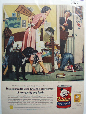 Friskies Dog Food & Lost Shoe Ad 1955