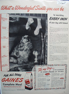 Gaines Cocker Spaniel Christmas Ad 1945