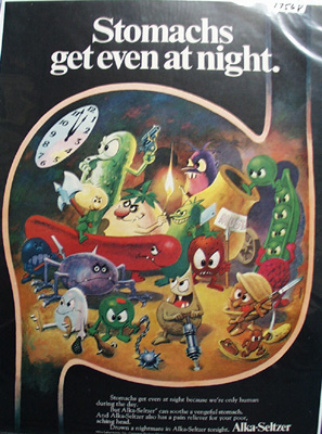 Alka Seltzer Stomachs Get Even Ad 1968