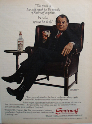 Smirnoff Vodka & F.Lee Bailey Ad 1982
