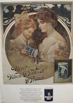 Morton's Salt Girl Filling Salt Shaker Ad 1968