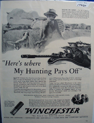 Winchester Hunting Pays Off Ad 1942