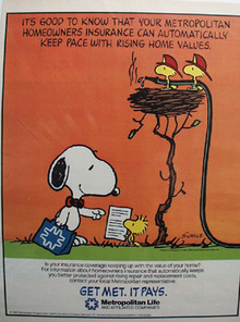 Metropolitan Ins & Snoopy & Woodstock Ad 1986