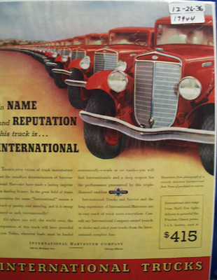 International Harvester Truck In Name Ad 1936