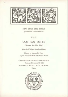 Cosi Fan Tutte New York City Opera program