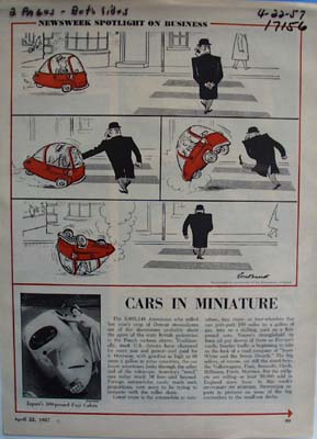 Newsweek spotlight on business cars in miniature. Ad