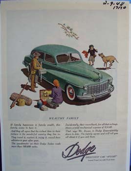 Dodge wealthy family. Ad was published 2/9/48