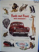 Fords out front with everybody. Ad was published 10/21/46.
