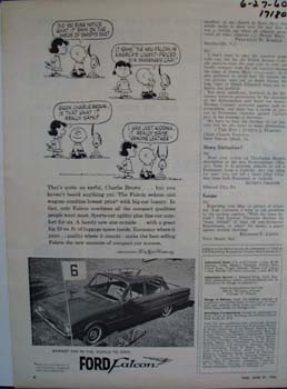 Ford Falcon and Charlie Brown. Ad