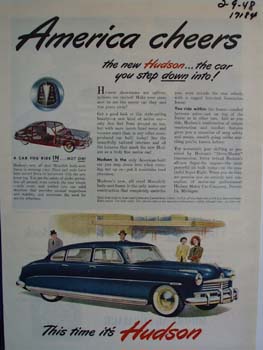 Hudson the car you step down into. Ad