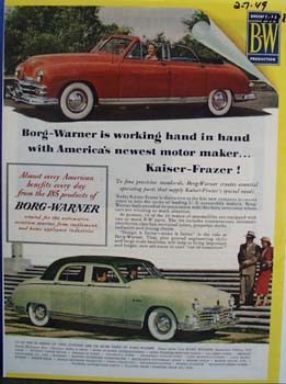 Borg-Warner is working hand and hand with Kaiser-Frazer. Ad