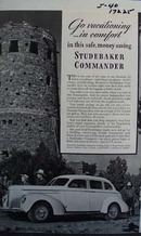 Studebaker Commander go vacationing in comfort. Ad
