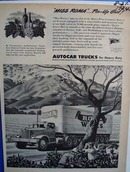 Autocar Trucks for heavy duty. Ad was published 8/21/44