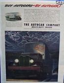 Autocar heavy-duty trucks. Ad was published 9/24/45