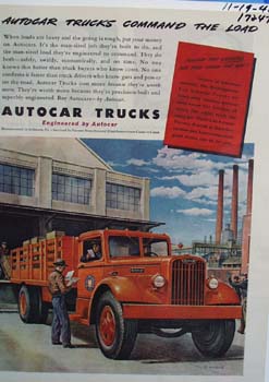 Autocar trucks command the load. Ad