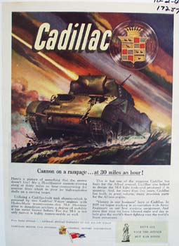 Cadillac cannon on a rampage. Ad was published 10/2/44