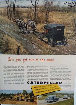 Caterpillar how you get out of the mud. Ad was published 11/20/50.