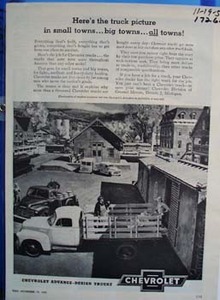 Chevrolet advance-design trucks. Ad was published 11/19/51