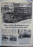Studebaker trucks haul and cut costs. Ad